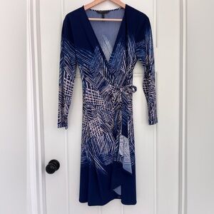 BCBG Adele Wrap Dress - Medium - Blue Multi